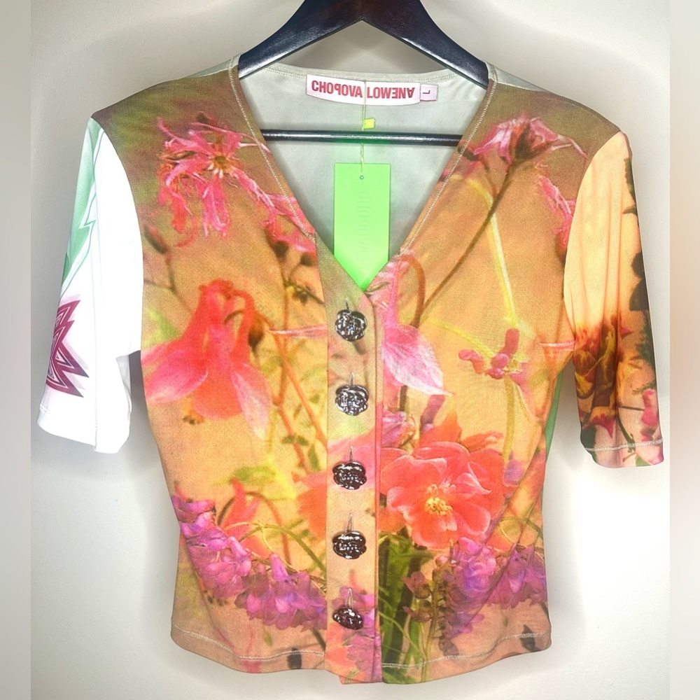Chopova Lowena Powermesh Mixed Print Top